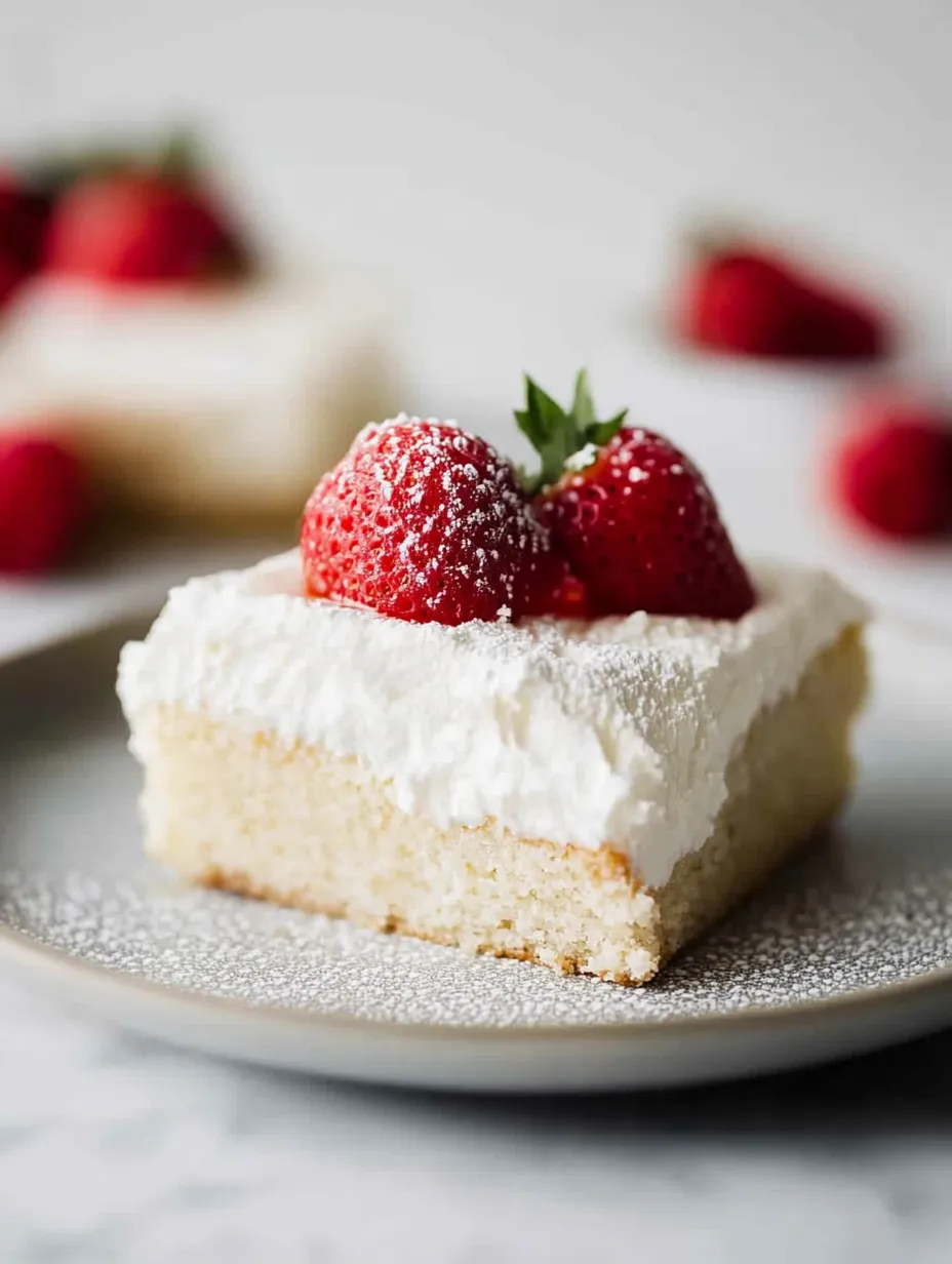 A slice of vegan tres leches cake.