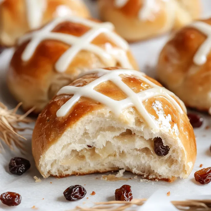 Hot cross buns on a table.