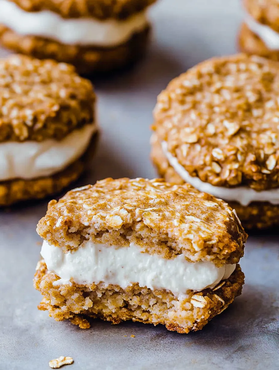 A close up of a homemade oatmeal creme pie.