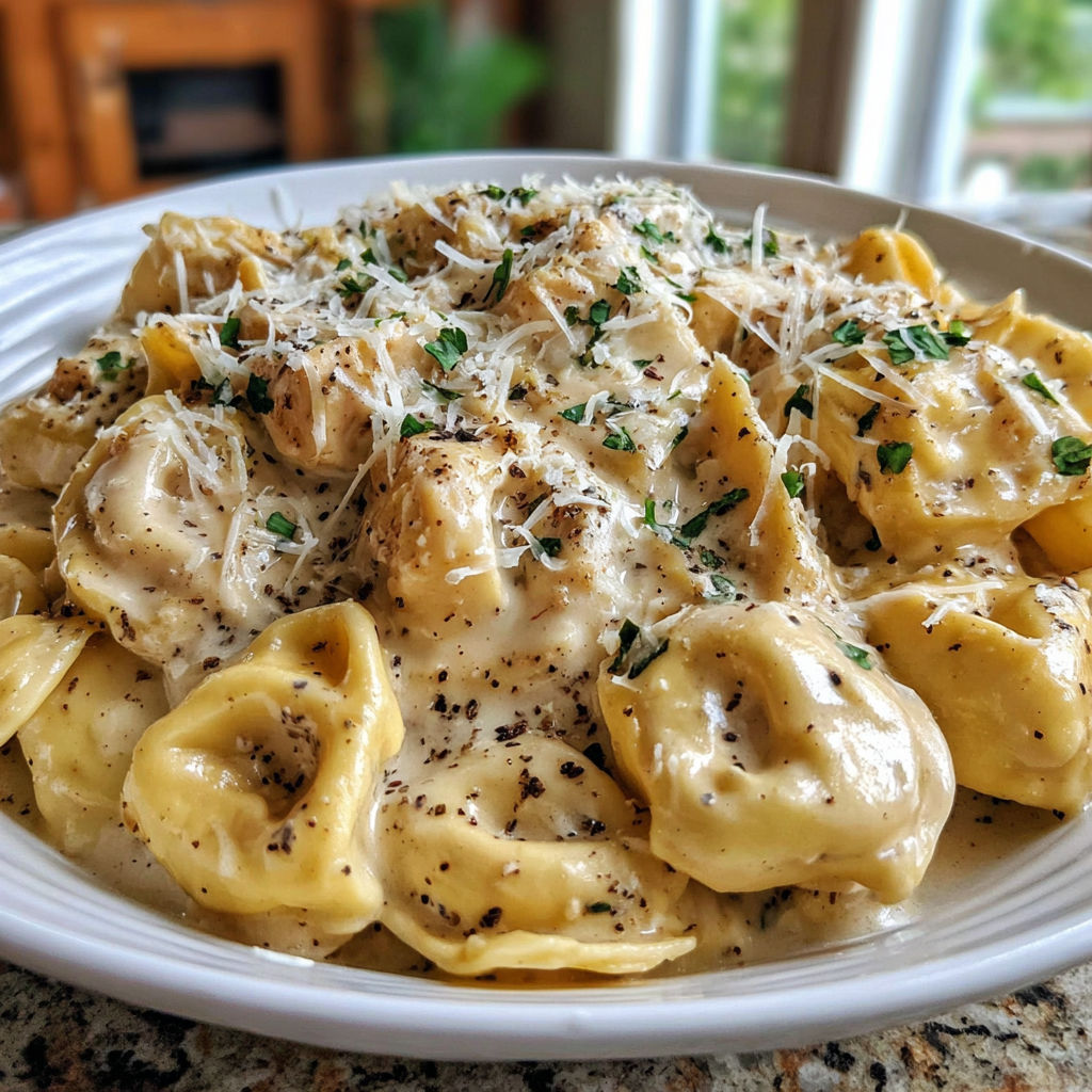 A plate of pasta with cheese and herbs.