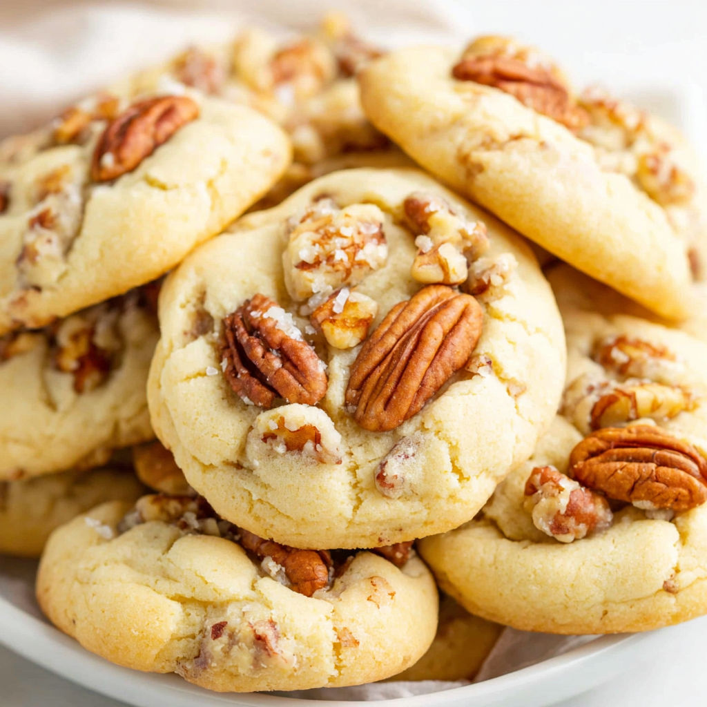 A plate of pecan cookies.