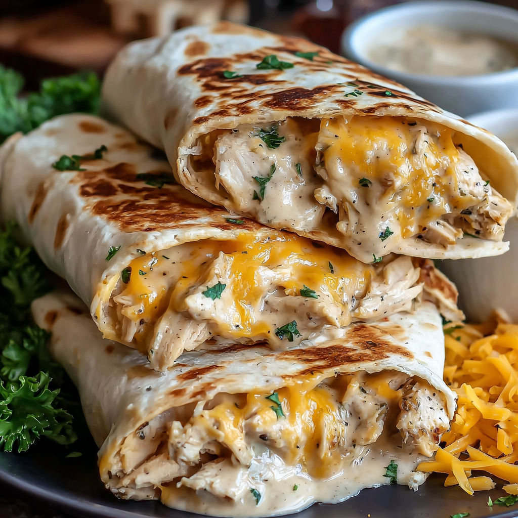 A plate of food with a burrito and a bowl of sauce.