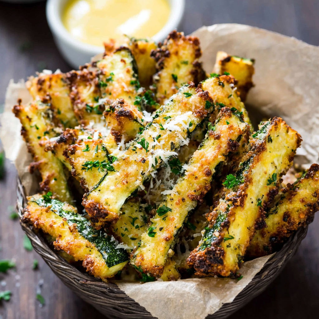 A bowl of baked parmesan zucchini fries.