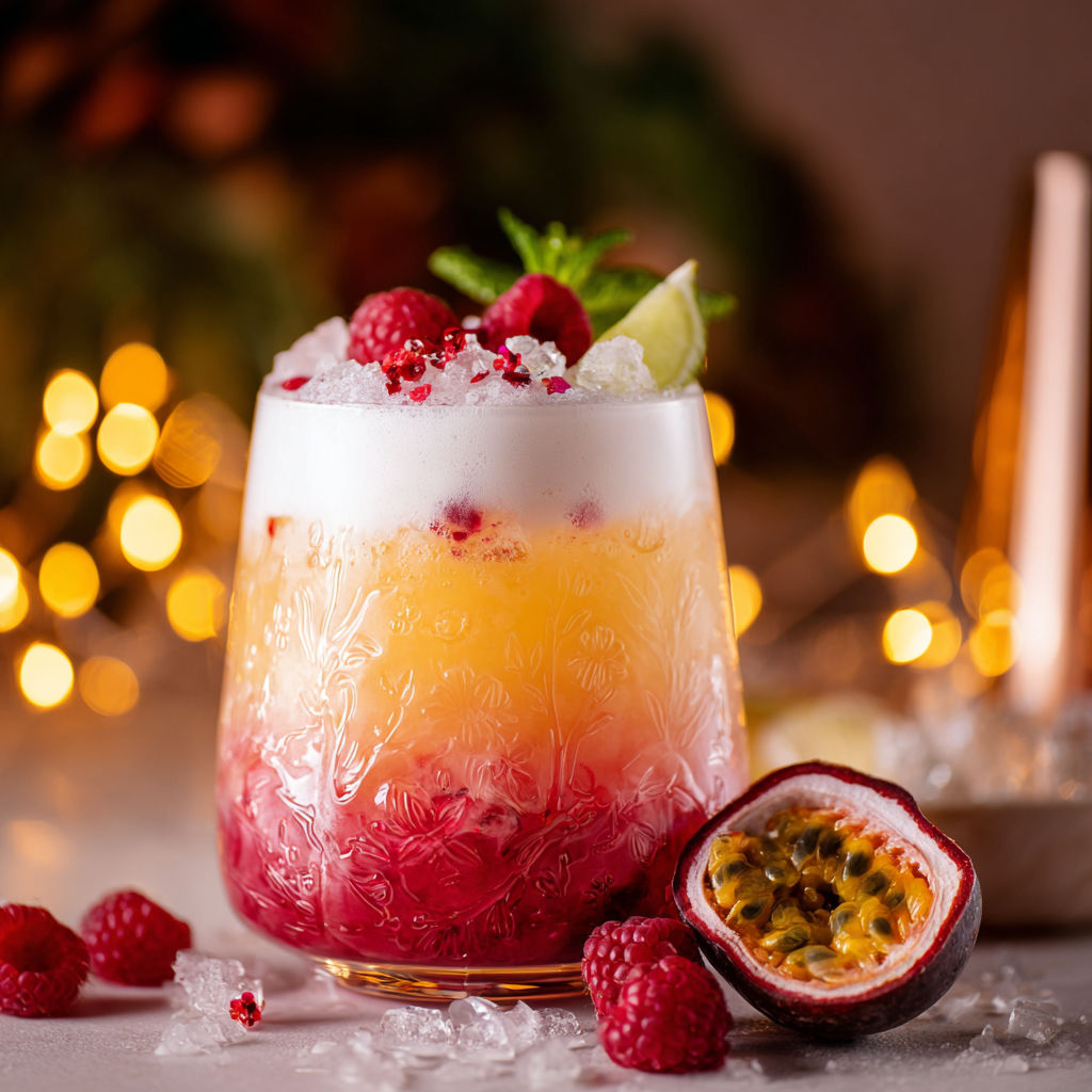 A glass of fruit juice with a slice of fruit in it.