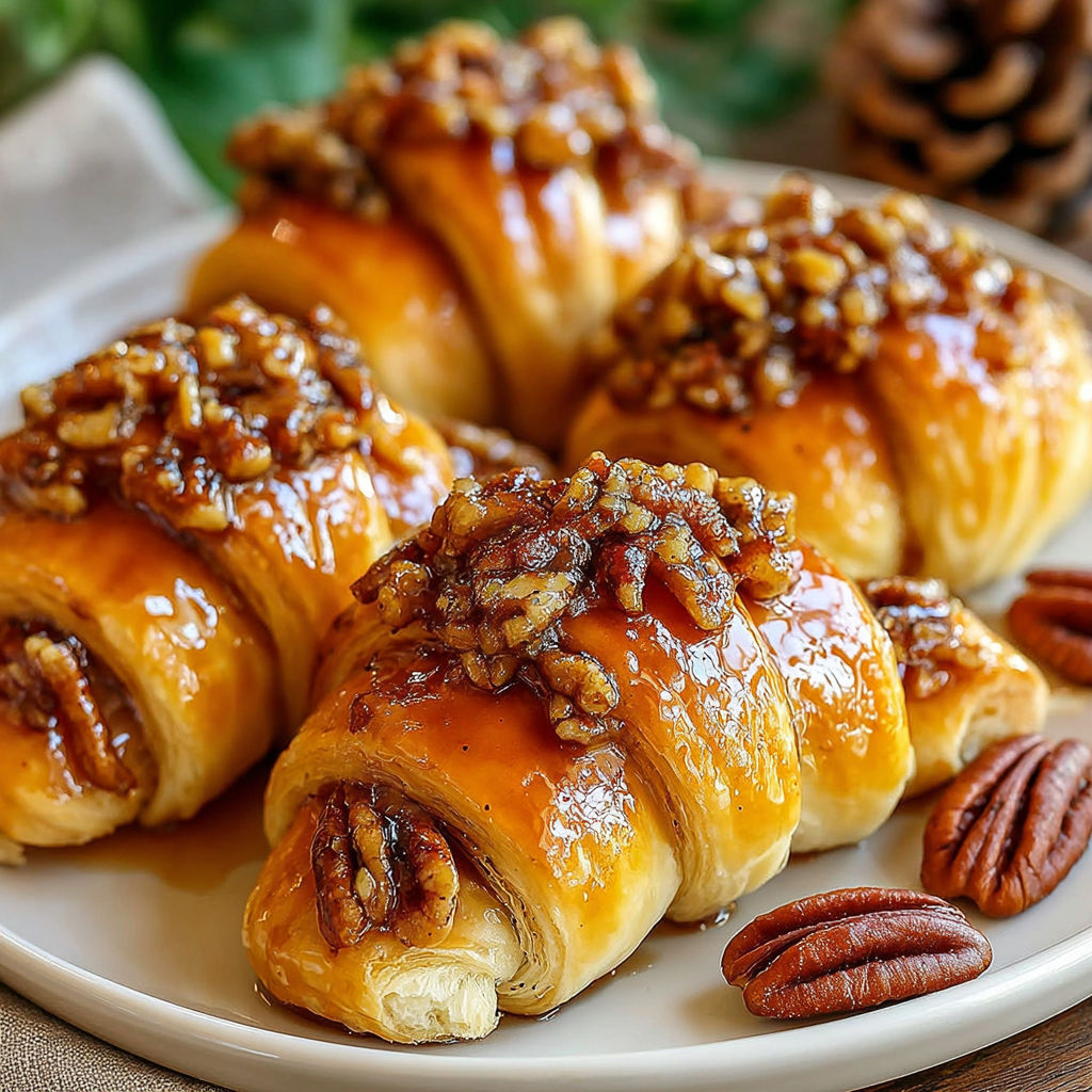 A plate of pecan pie crescent rolls.