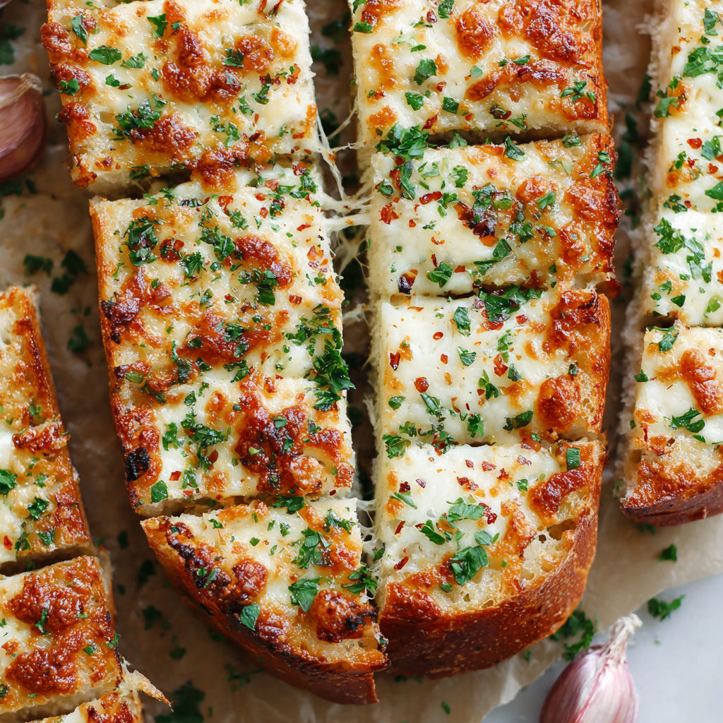 A slice of garlic bread with cheese.