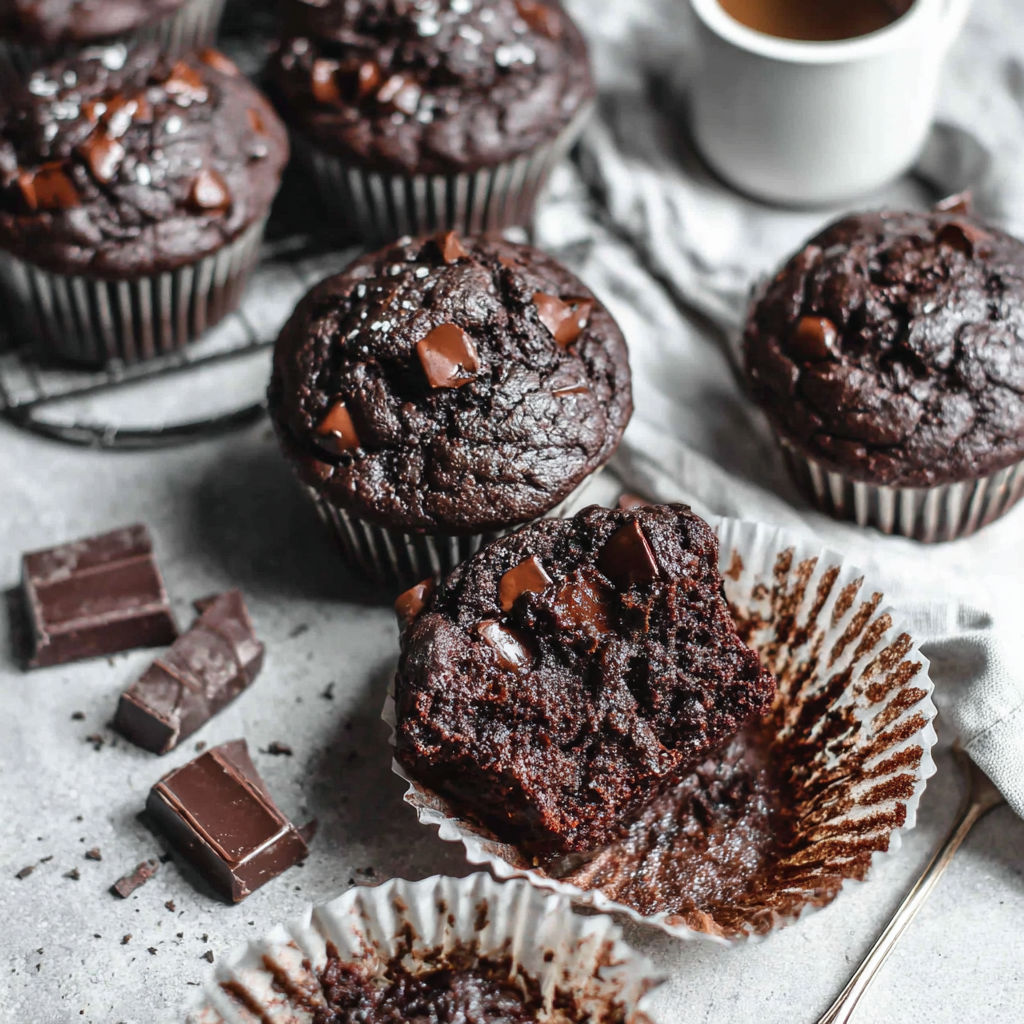 A cupcake with chocolate chips on top.