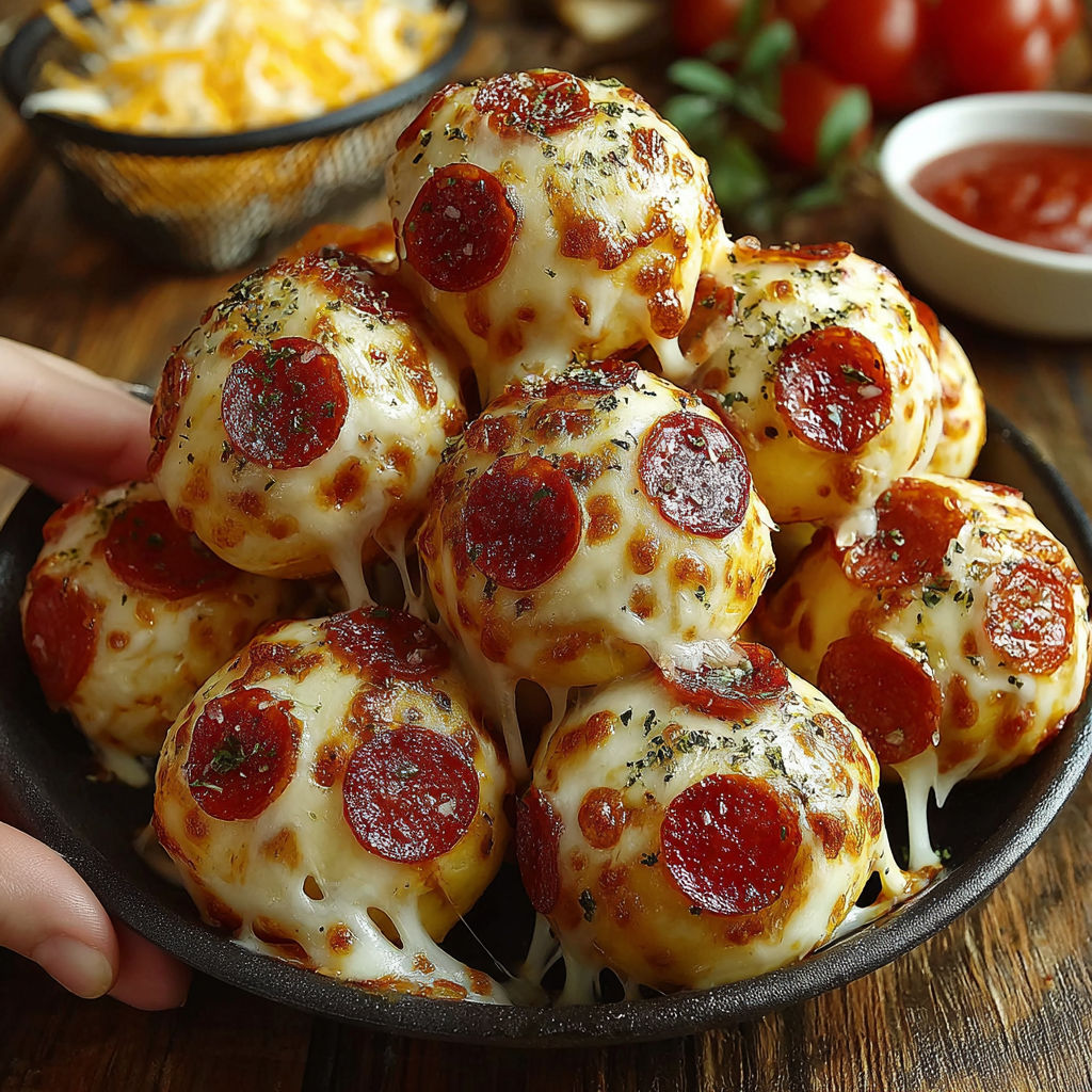 A plate of pepperoni cheese balls.