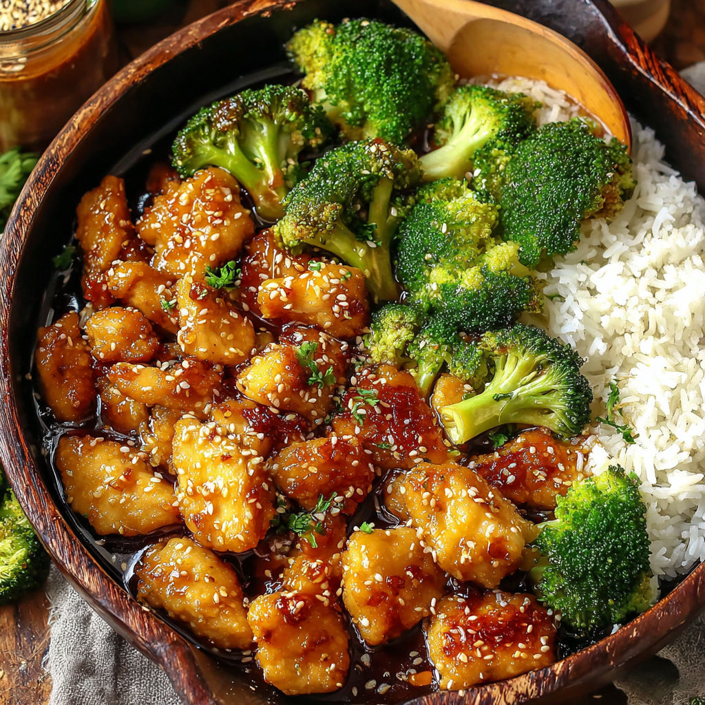 A bowl of chicken and broccoli with rice.