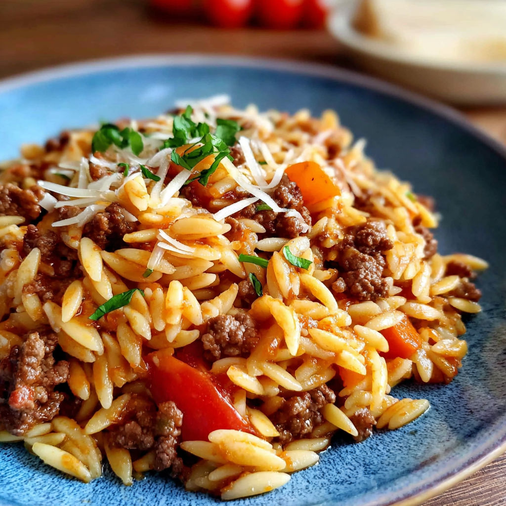 A plate of pasta with meat and vegetables.