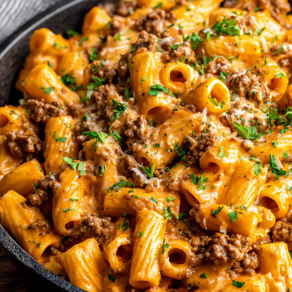 A delicious creamy high-protein beef pasta dish.
