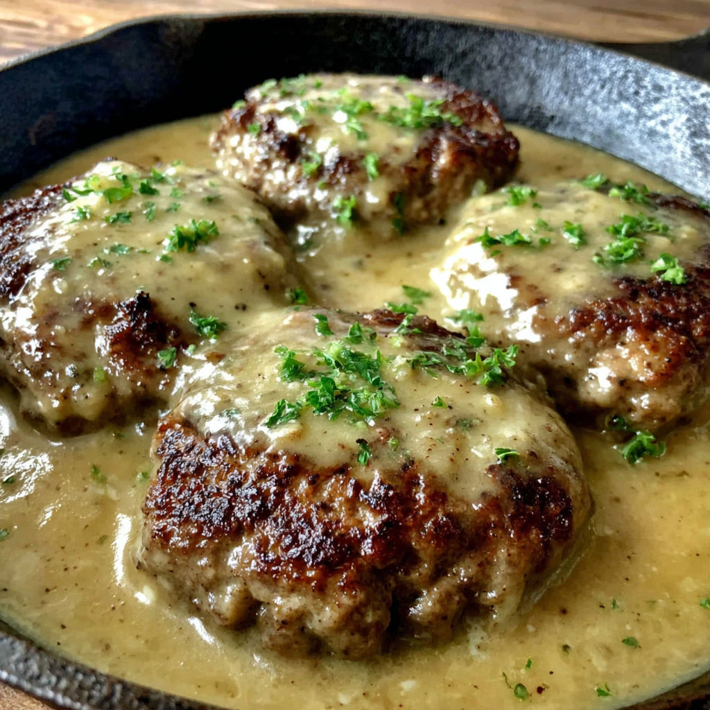 A plate of Amish Hamburger Steak Bake.