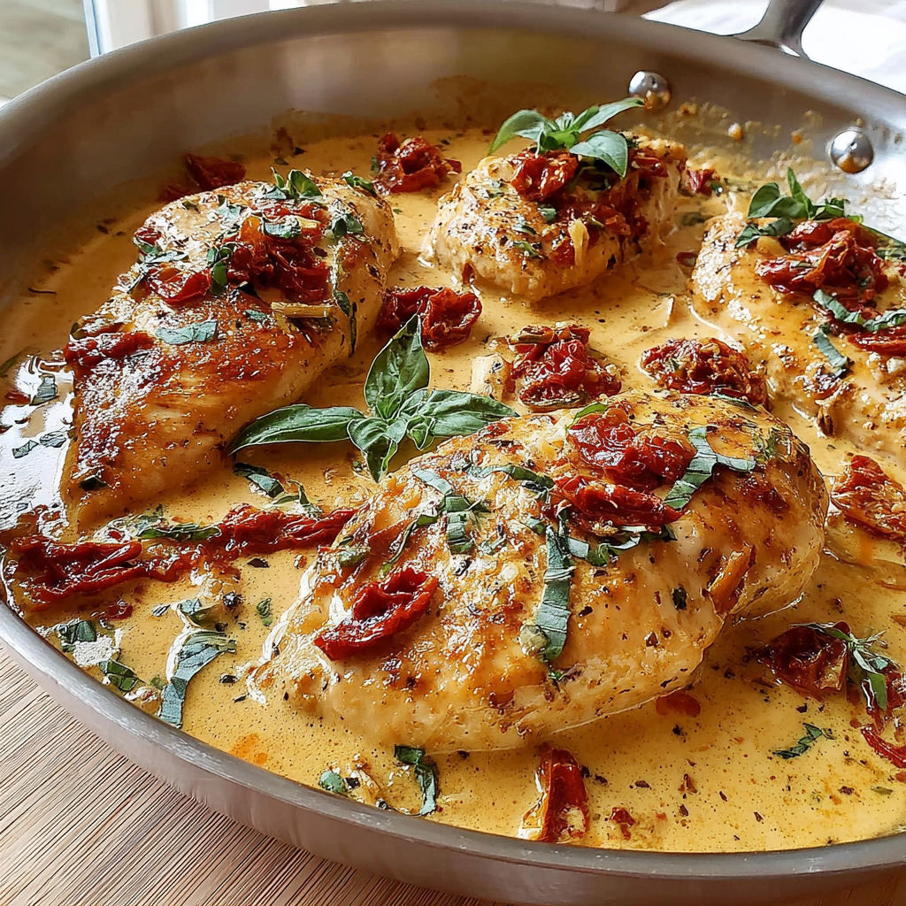 A pan of chicken with red sauce.