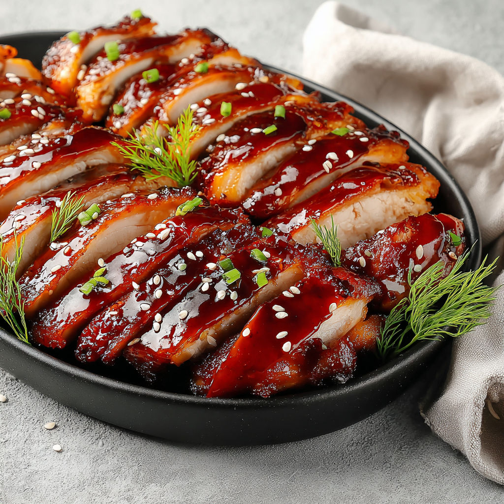 A plate of char siu chicken.