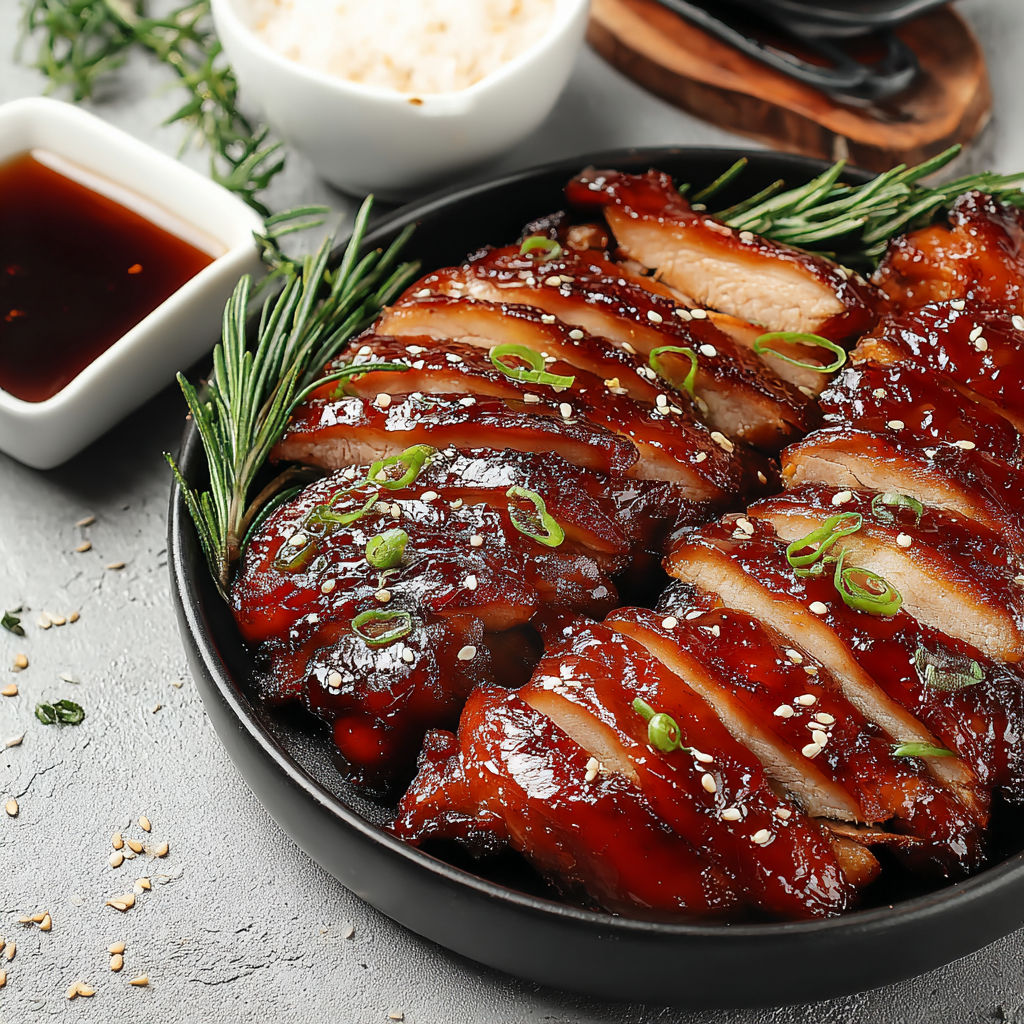 A plate of Char Siu Chicken.