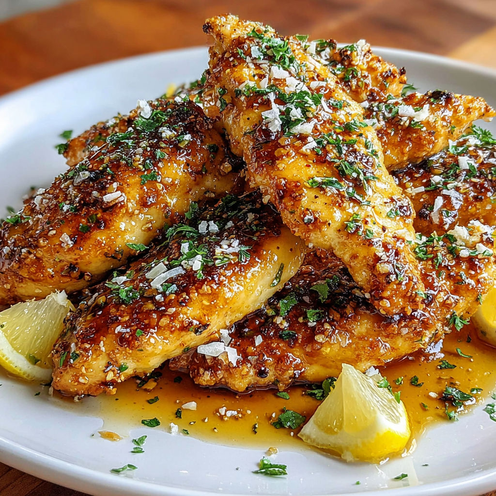 A plate of food with a lemon wedge on it.