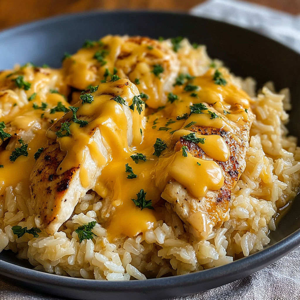 A plate of food with rice and chicken.