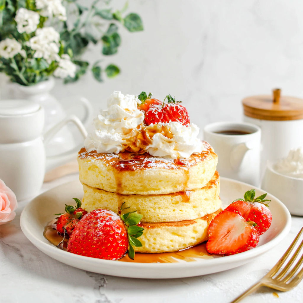 A plate of food with a strawberry on top.