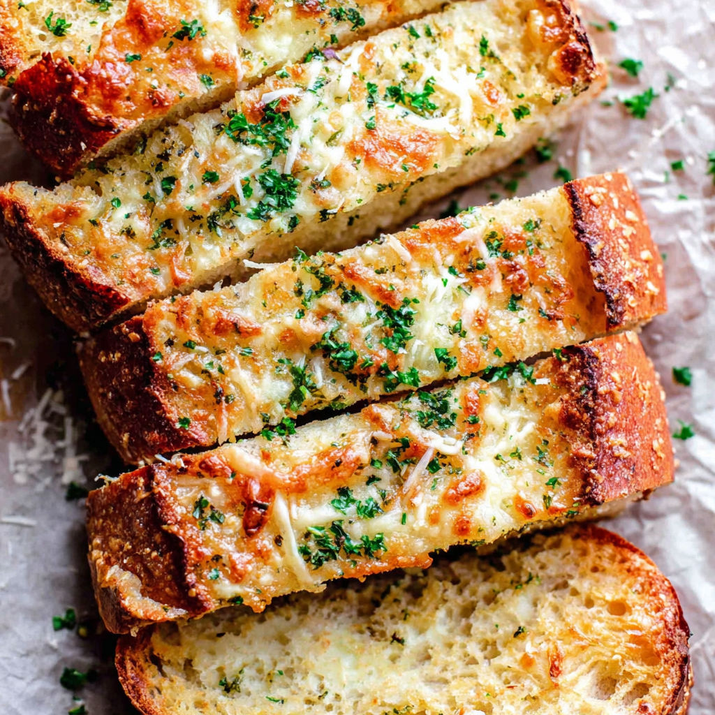 A slice of bread with cheese and herbs on top.