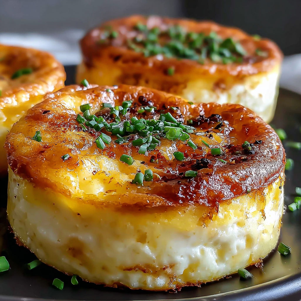 Three baked cottage cheese eggs on a plate.