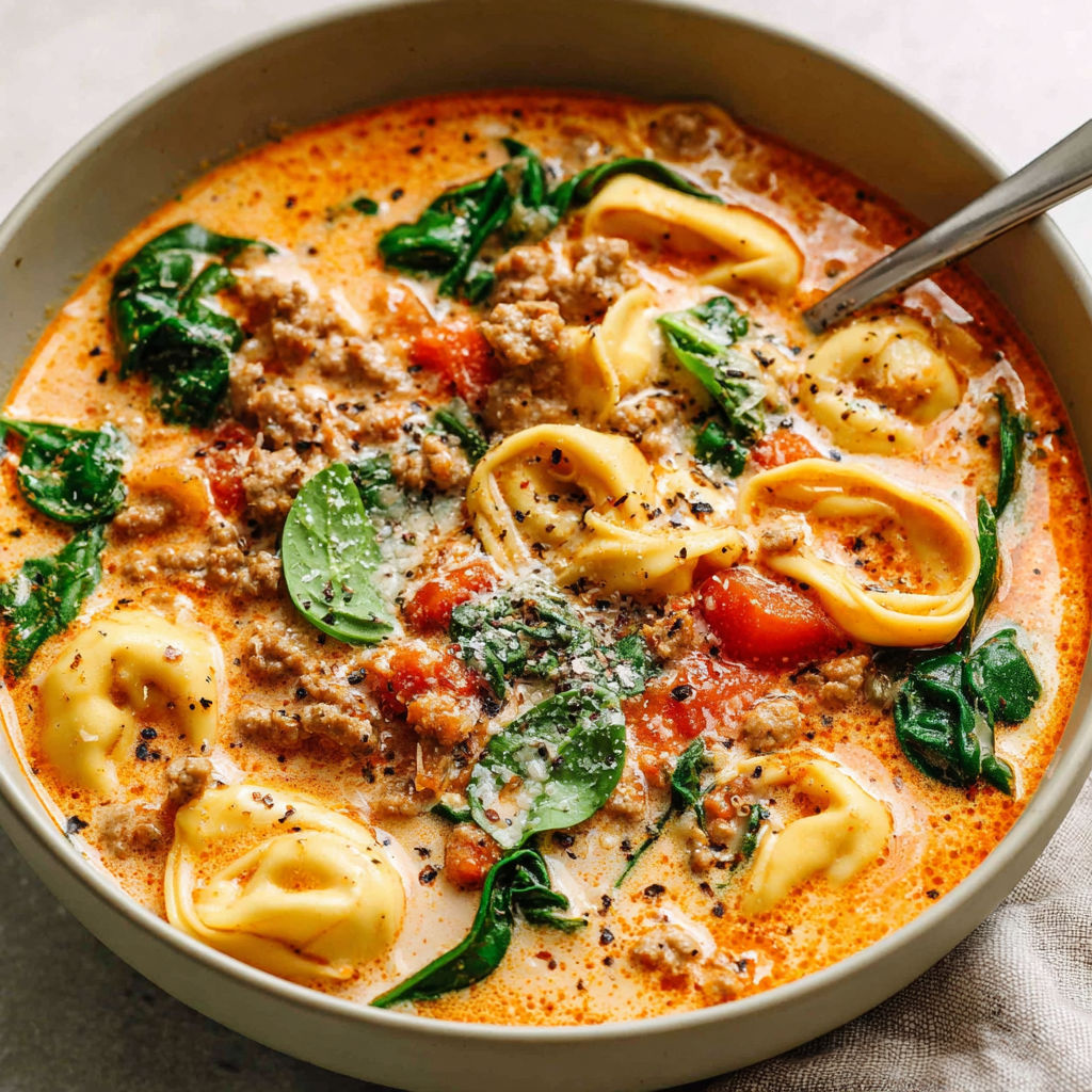 A bowl of soup with noodles and sausage.