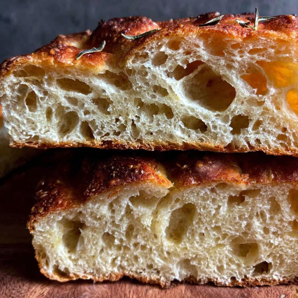 A thick, soft yet crispy sourdough focaccia recipe.