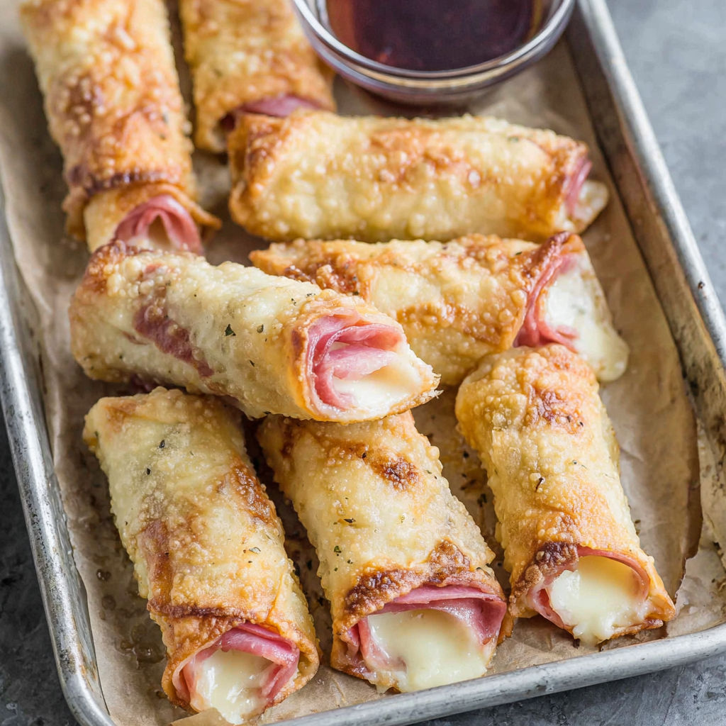 Mozzarella sticks with ham and cheese.