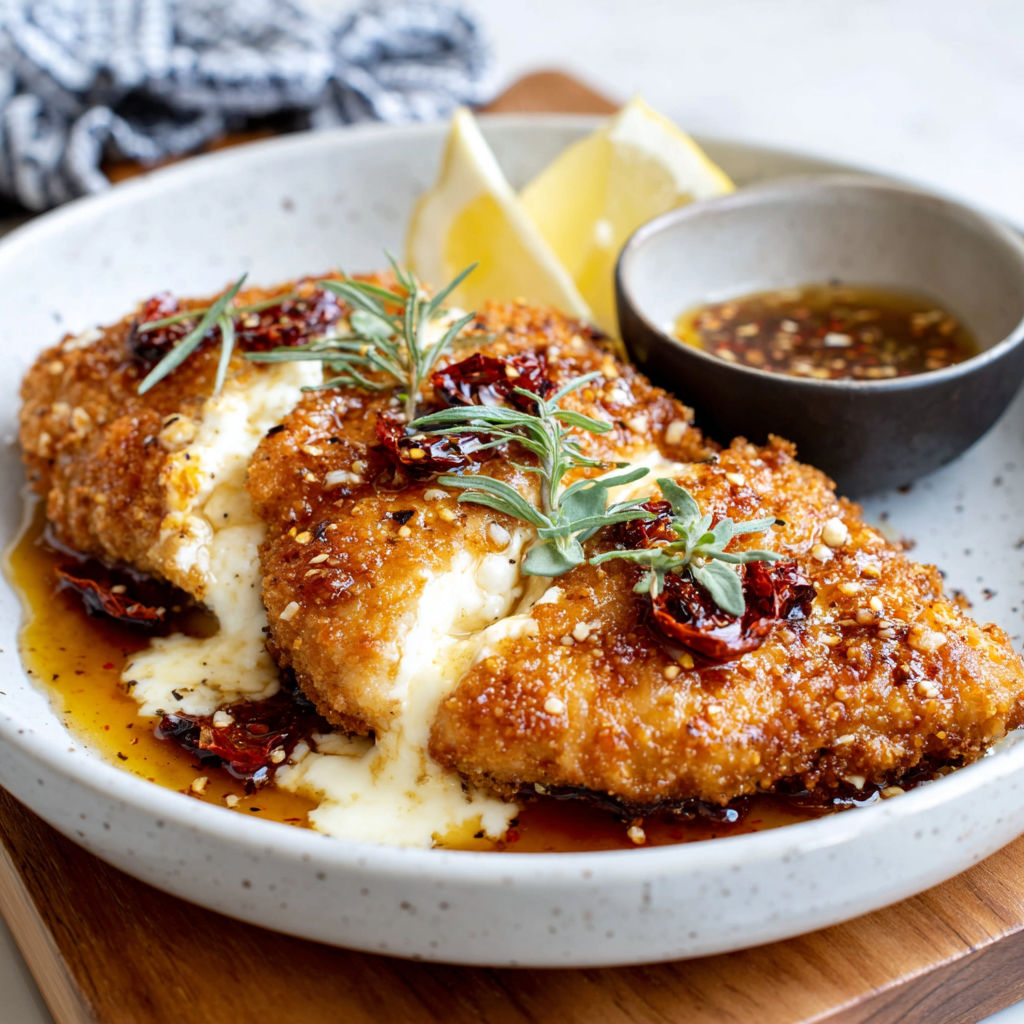 Crispy Hot Honey Feta Chicken.