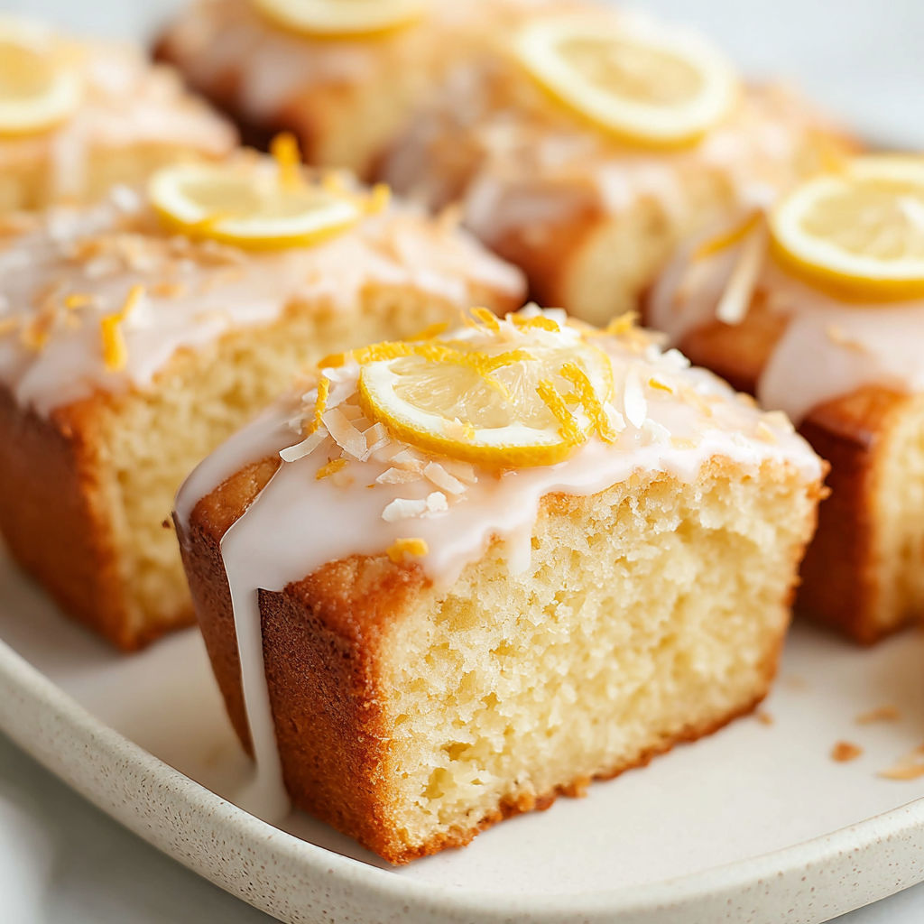 A plate of zesty mini lemon coconut loaf cakes for spring bliss.