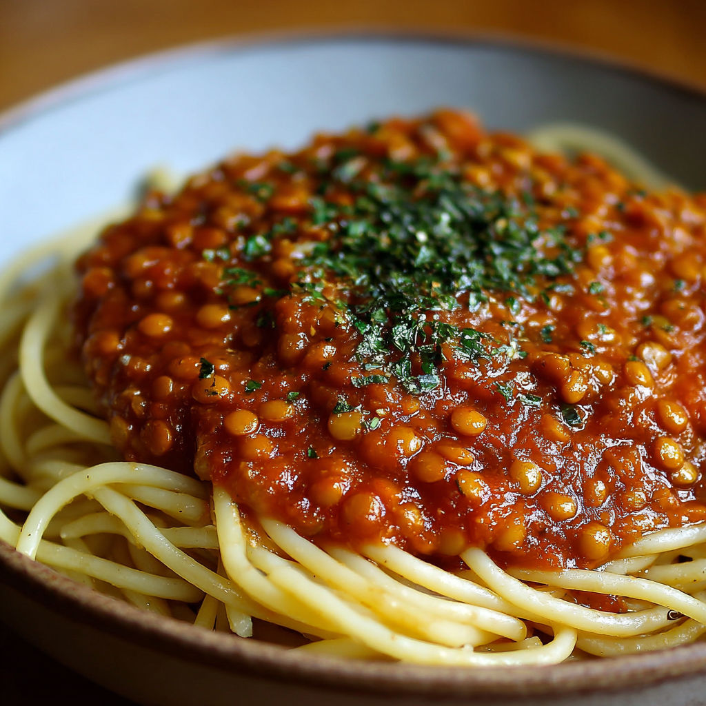 A bowl of lentil bolognese.