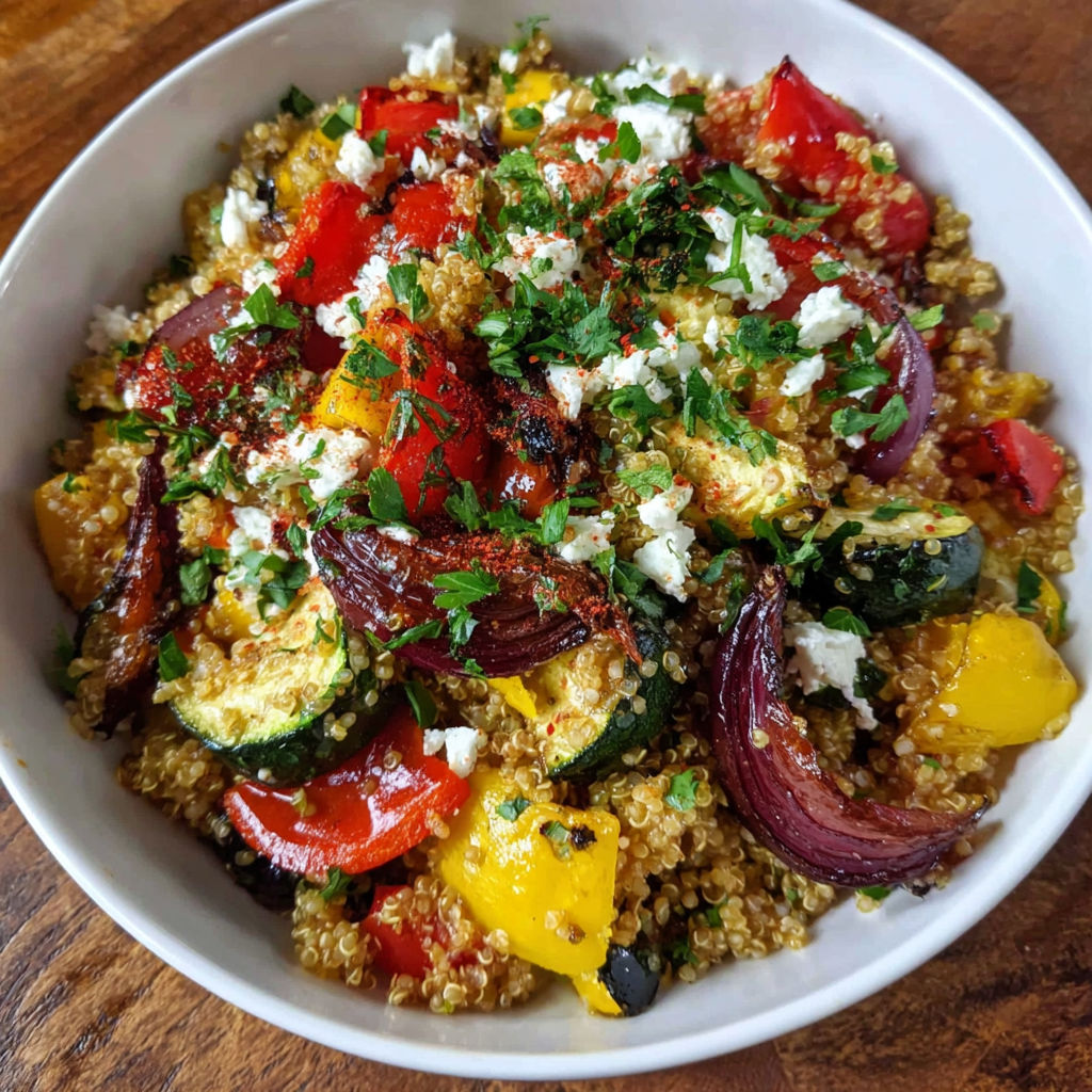 A bowl of food with a variety of vegetables and rice.