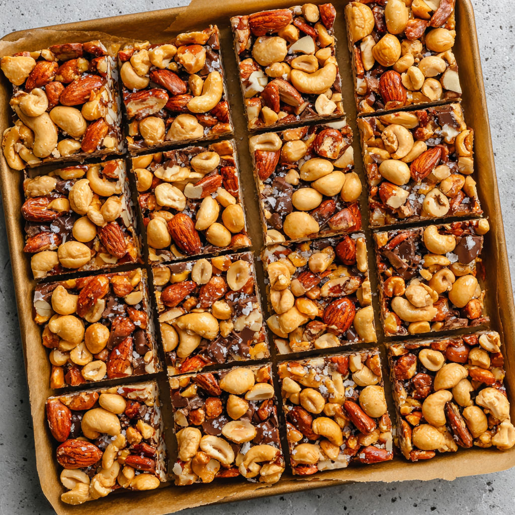 A box of dark chocolate and sea salt nut bars.