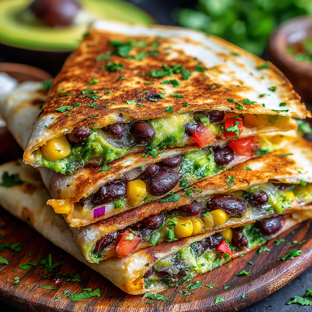 A stack of burritos with a variety of toppings.