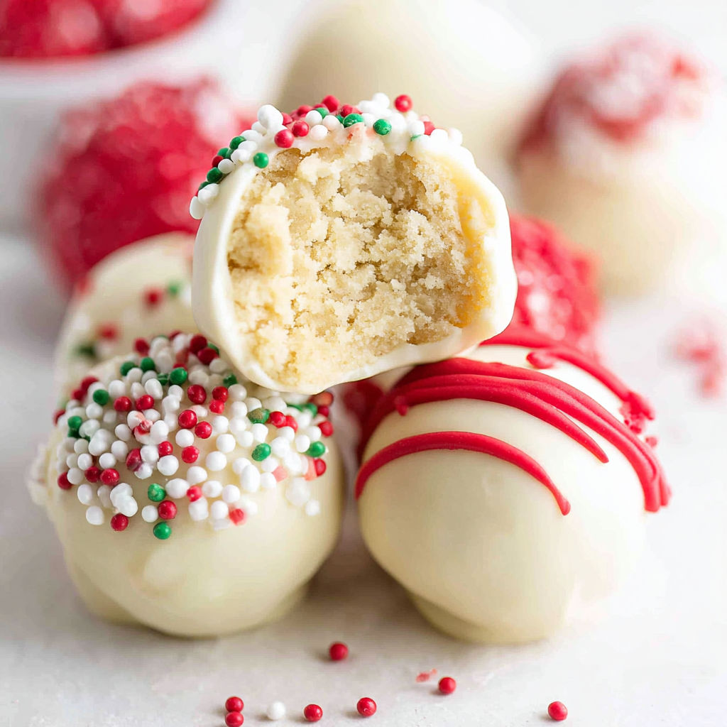 A white chocolate covered candy with a bite taken out of it.