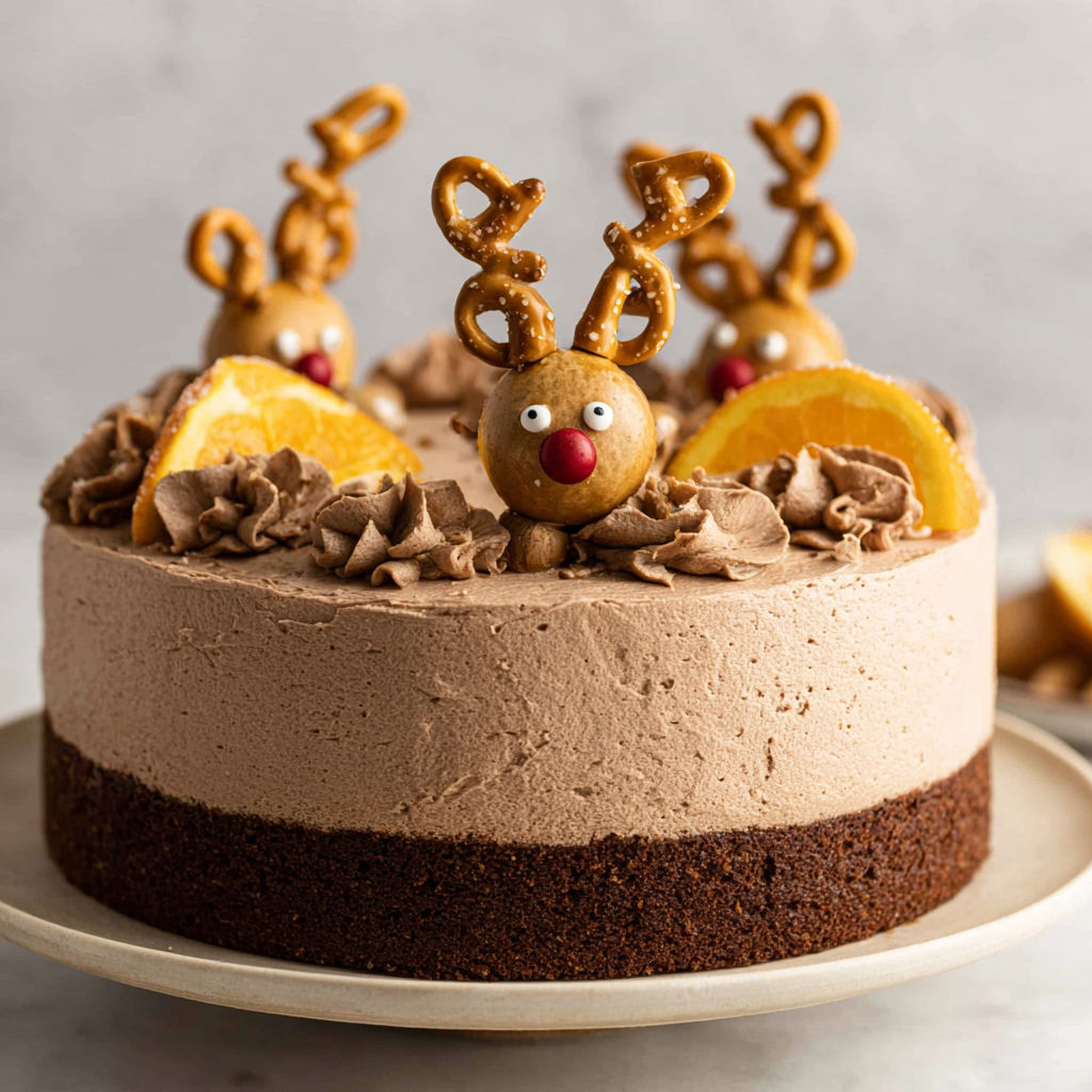 A chocolate orange reindeer cake.