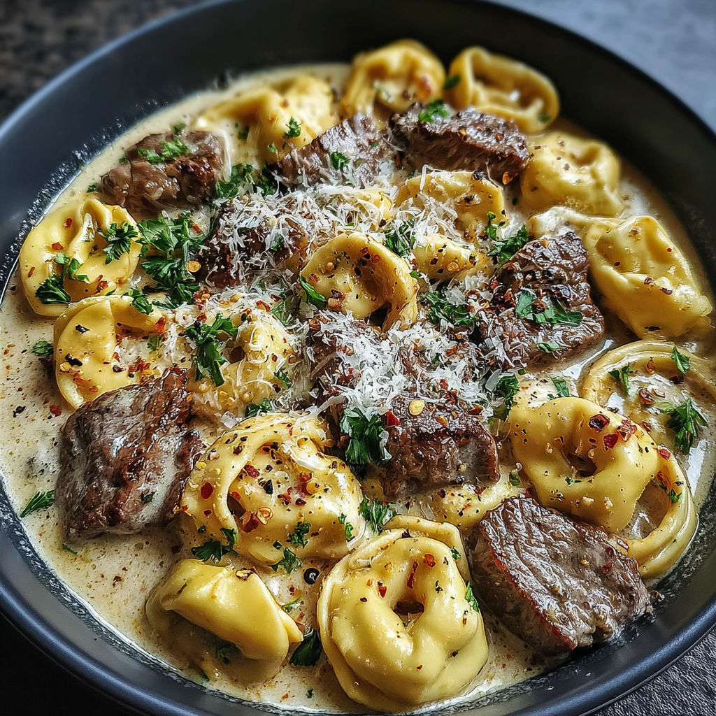 A bowl of food with meat and pasta.