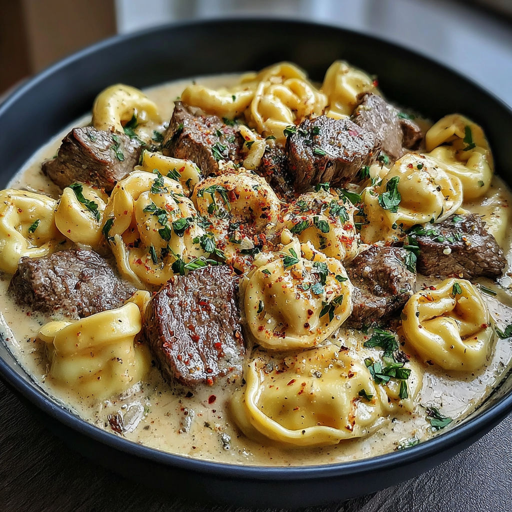 A bowl of food with meat and pasta.