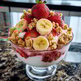 A bowl of strawberry banana pudding.