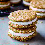 A stack of homemade oatmeal creme pies.