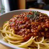 A bowl of lentil bolognese.