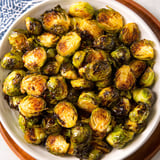 A plate of honey balsamic brussels sprouts.