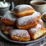 A stack of vanilla french beignets.