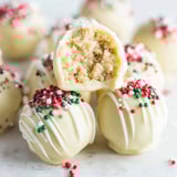 A close up of sugar cookie truffles.