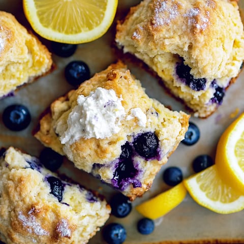 A close up of a lemon blueberry scone.