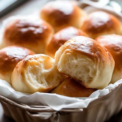 A basket of soft dinner rolls.
