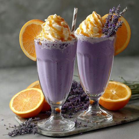 Two glasses of Earl Grey Lavender Milkshake.