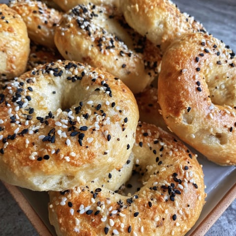 Two-ingredient bagels on a plate.
