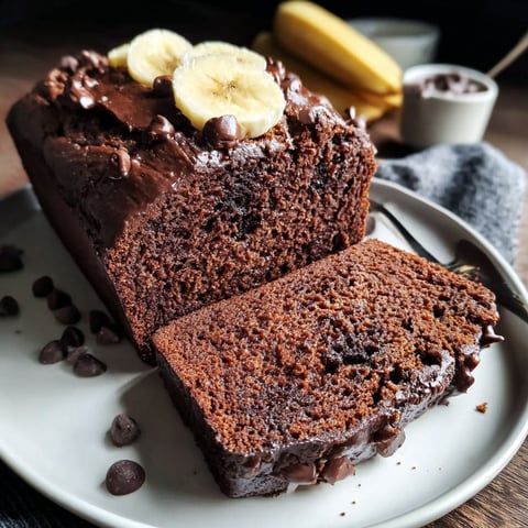A slice of moist chocolate espresso banana bread.