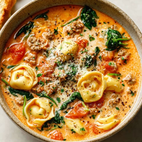 A bowl of soup with pasta and sausage.