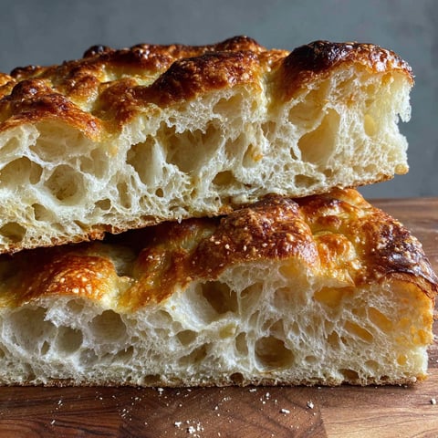 A thick, soft yet crispy sourdough focaccia recipe.